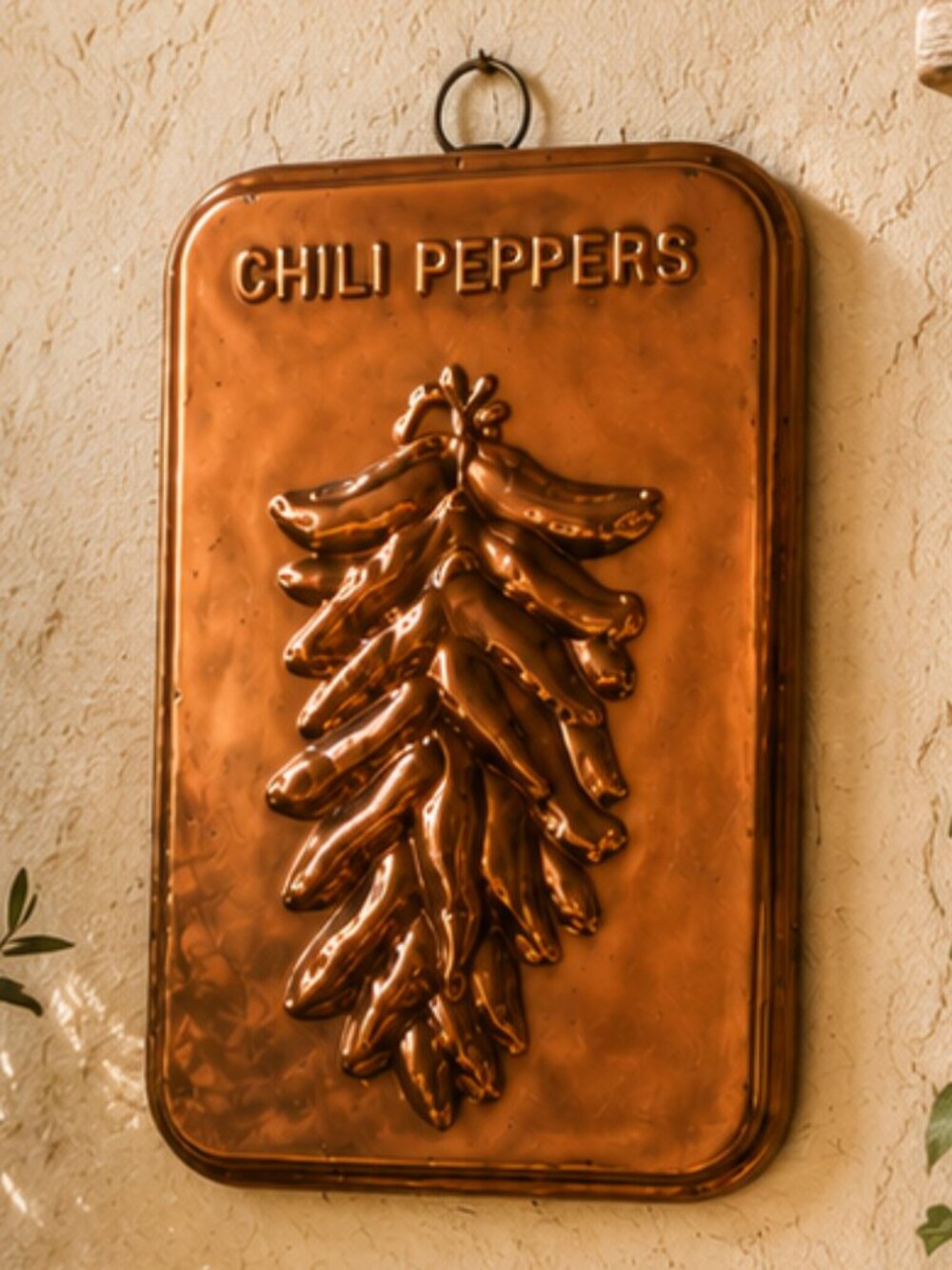 Rare Vintage Southwestern Style Copper Raised "CHILI PEPPERS" Mold